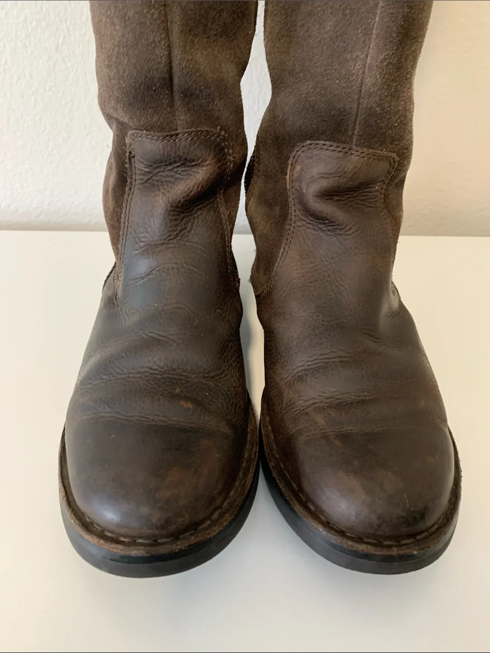 Timberland Brown Suede and Leather Knee-High Boots with Buckle